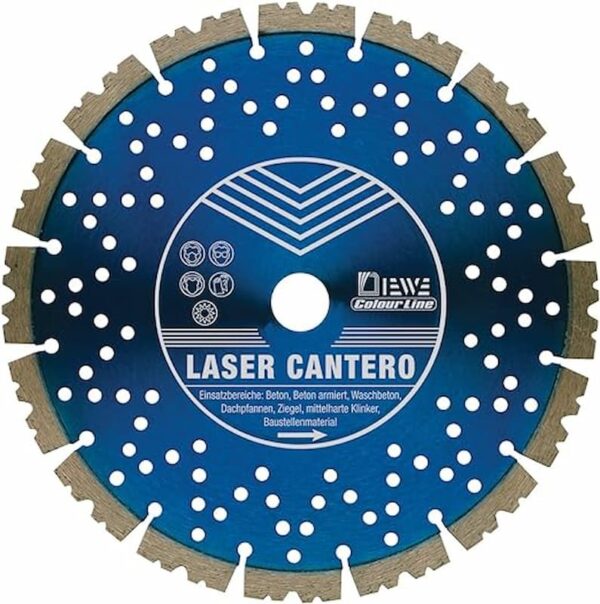 Laser Cantero is a high speed disc for cutting concrete and hard materials.