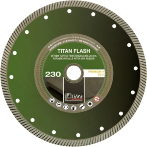Titan Flash, cuts artificial stone, porcelain, tiles. 10mm cutting edge. Clean cutting.