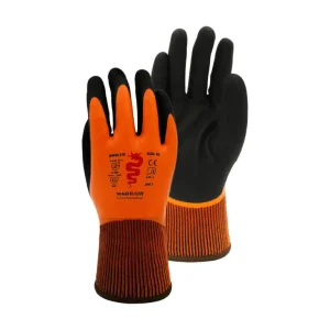 black and orange thermal gloves