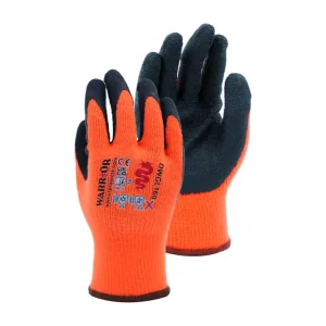 Warrior black and orange thermal latex gloves